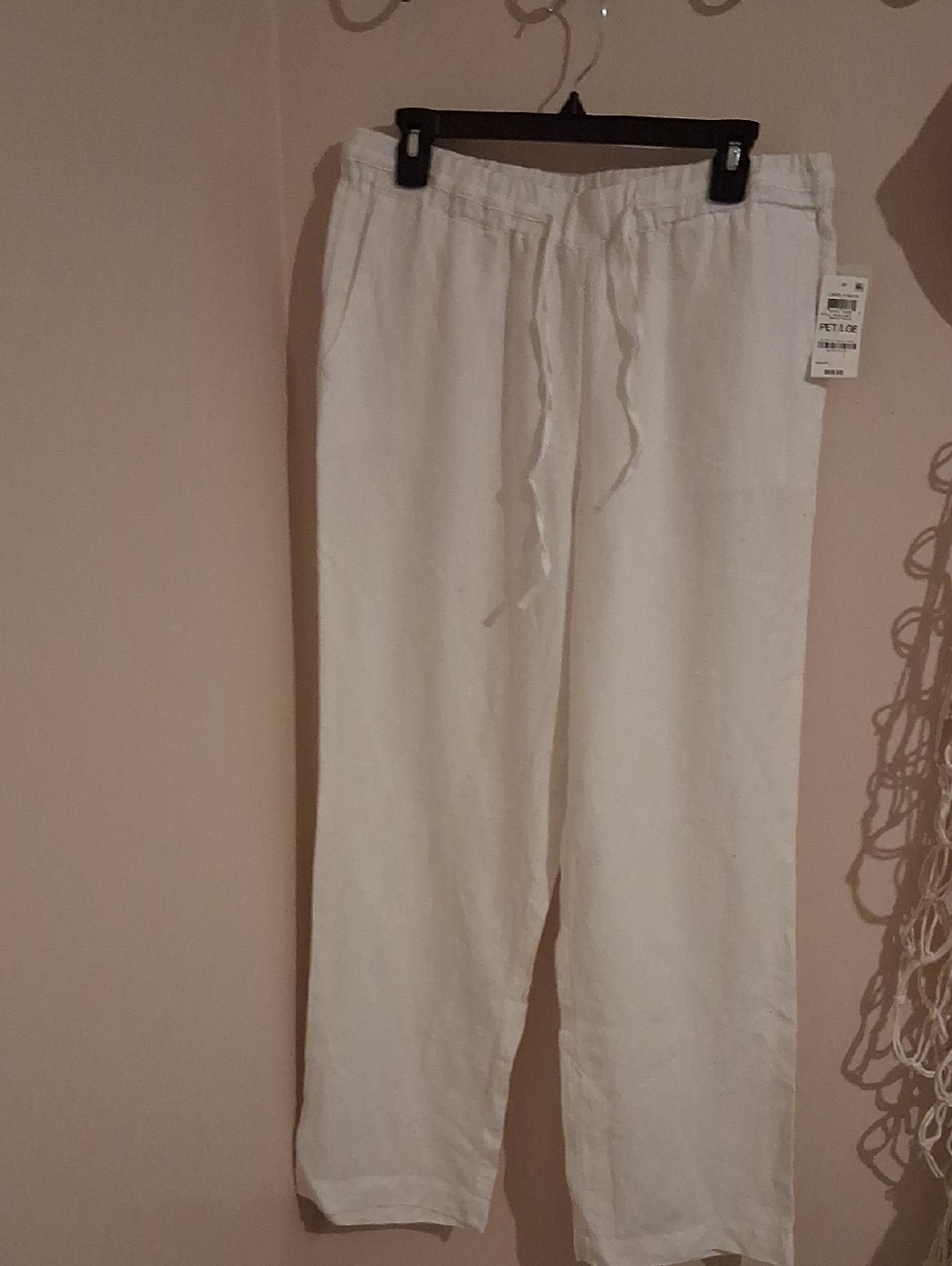 Charter Club Linen Pants Petite Large Women Elastic Waist 100% Linen